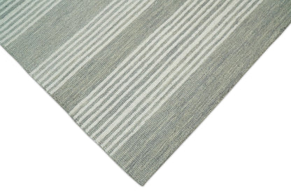 Alfombra moderna de lana gris y marfil, hecha a mano, de 5x8 y 8x10 | NAU001