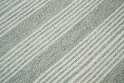 Alfombra moderna de lana gris y marfil, hecha a mano, de 5x8 y 8x10 | NAU001
