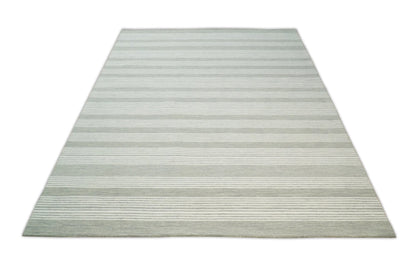 Alfombra moderna de lana gris y marfil, hecha a mano, de 5x8 y 8x10 | NAU001