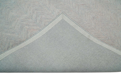 Alfombra moderna de lana rosa y gris, hecha a mano, de 5x8 y 8x10 | EVE002