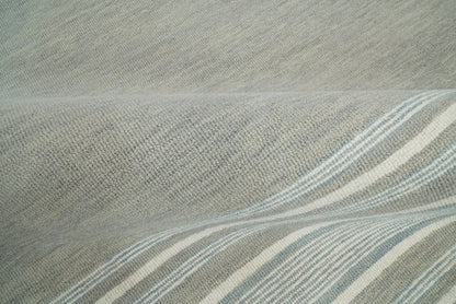 Alfombra de lana moderna de rayas marfil y gris, hecha a mano, de 5x8 y 8x10 | NAU003