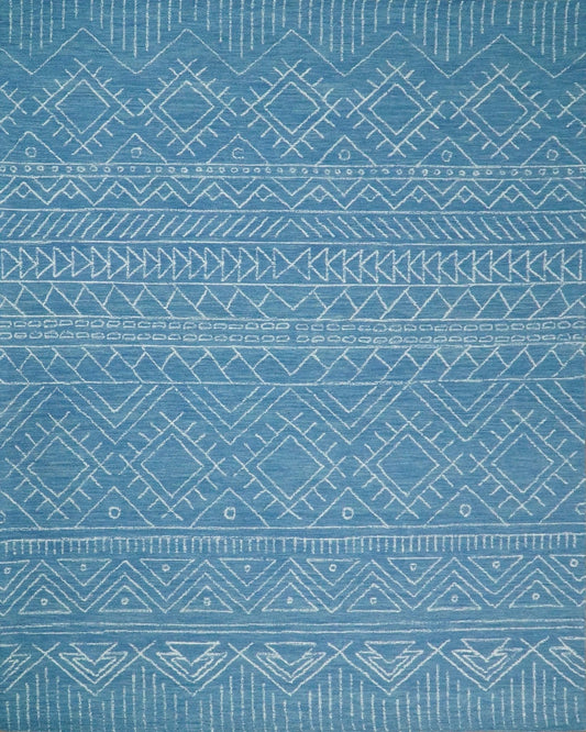 5x8 and 8x10 Hand Made Woolen Tribal Solid Blue Area Rug | AZT002 - Tampa Home & Garden Store