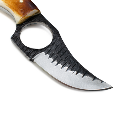 TC-061 Titan International K knife with wood handle and serrated steel blade on Tampa Home & Garden Store