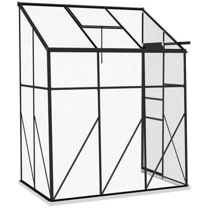 6.3 ft x 4.1 ft Outdoor Polycarbonate Lean-to Greenhouse with Black Metal Frame - Tampa Home & Garden Store