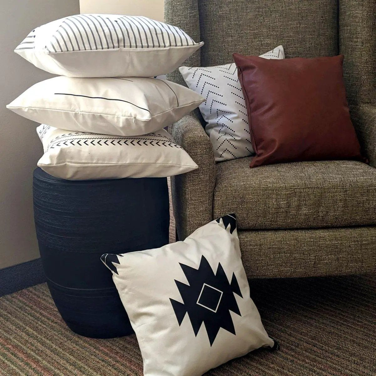 Amber and Farmhouse Pillow Set 18x18 Inches