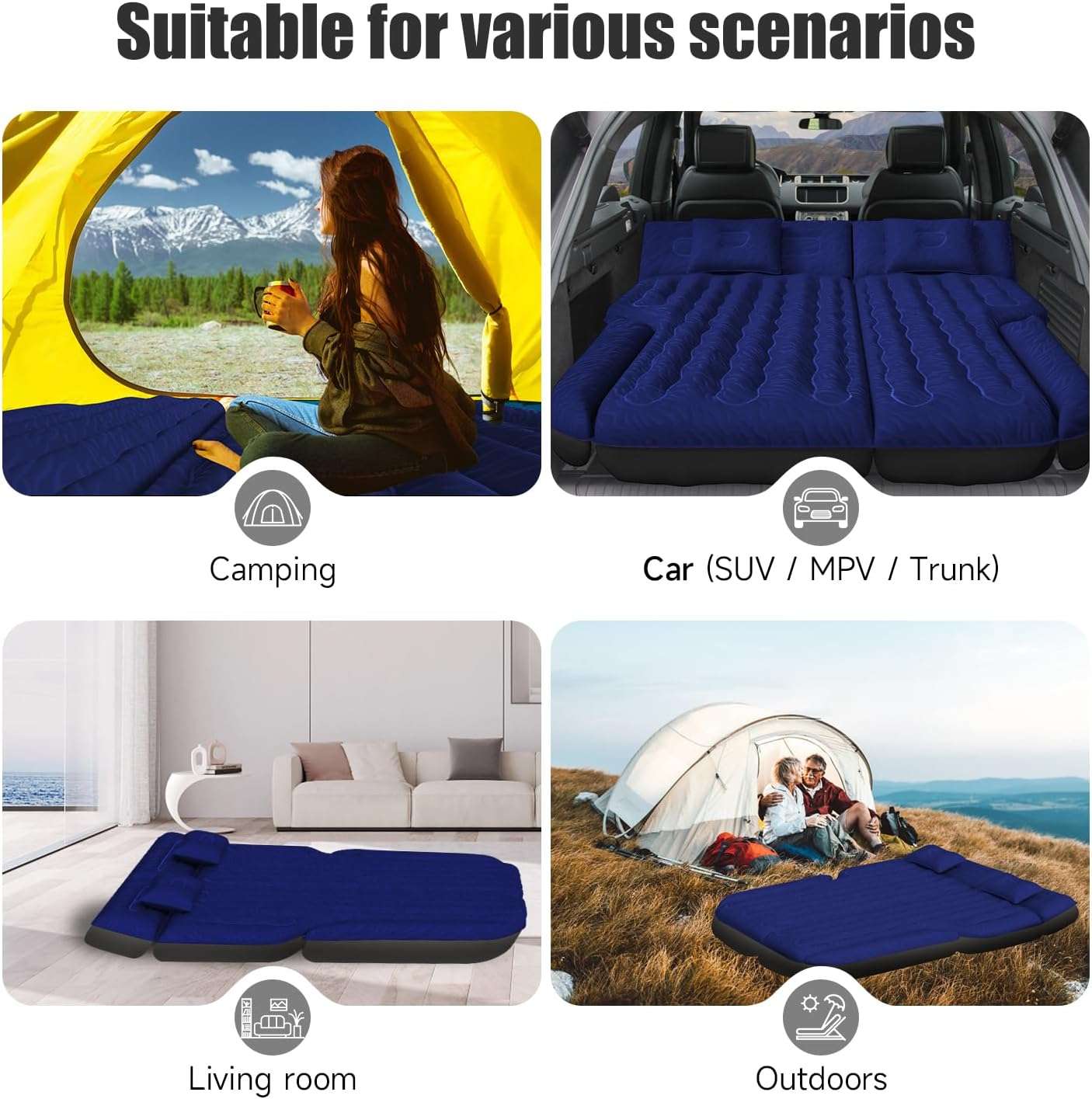 DikaSun SUV Air Mattress Navy; upgraded flocking, extra-thick Oxford surface; with electric pump on Tampa Home & Garden Store