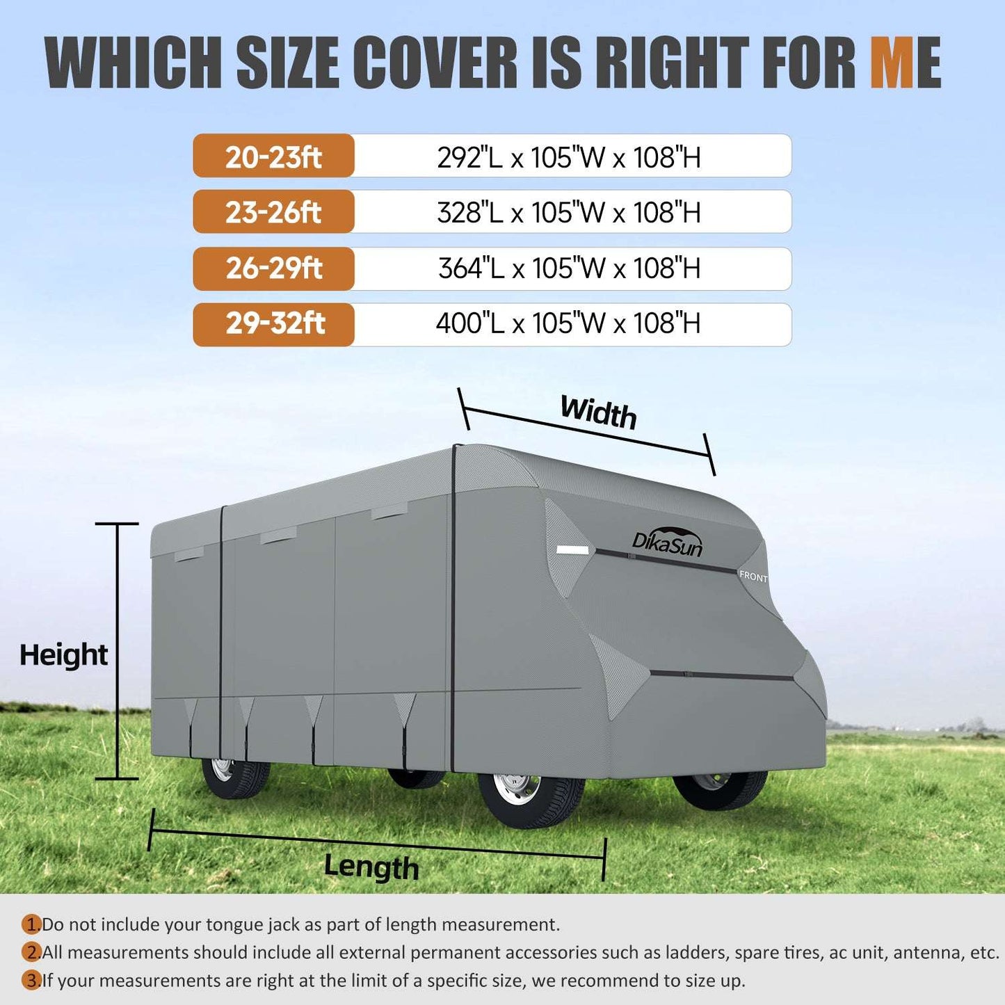 DikaSun 7-Layer Top Class C RV Cover gray, tear resistant, breathable, waterproof by Dikasun Outdoor on Tampa Home & Garden Store