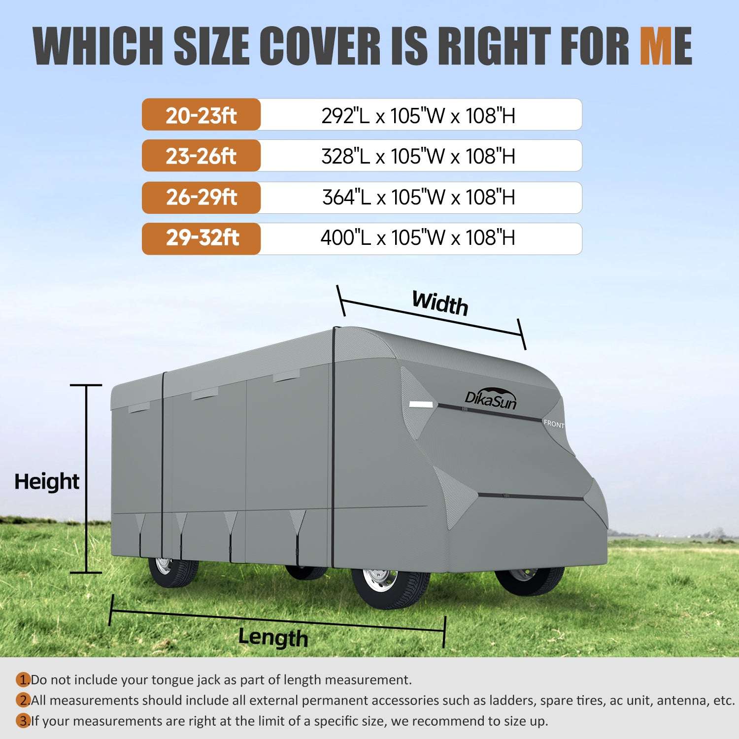 DikaSun 7-Layer Top Class C RV Cover gray, tear resistant, breathable, waterproof by Dikasun Outdoor on Tampa Home & Garden Store