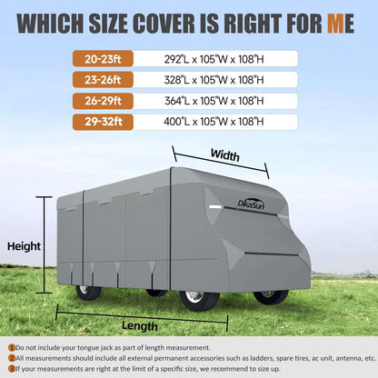 DikaSun 7-Layer Top Class C RV Cover gray, tear resistant, breathable, waterproof by Dikasun Outdoor on Tampa Home & Garden Store