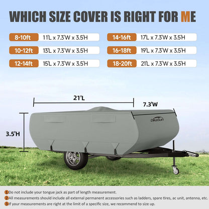 DikaSun 7-Layer Pop Up Camper Cover on trailer gray, UV resistant windproof RV cover on Tampa Home & Garden Store