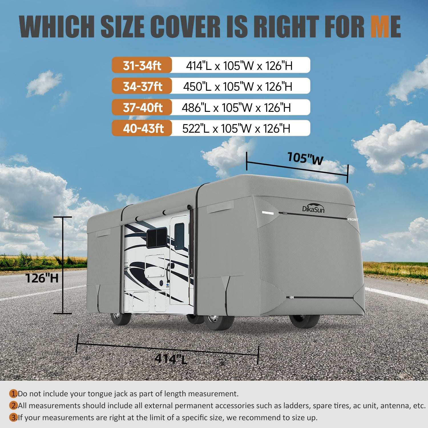 Dikasun Outdoor 7-layer Class A RV cover for motorhome, heavy-duty anti-UV waterproof on Tampa Home & Garden Store