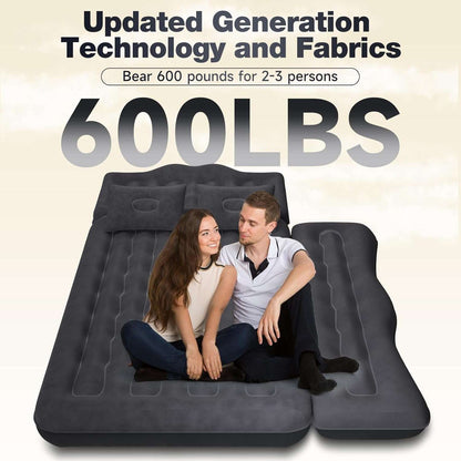 Dikasun Outdoor backseat air mattress, black 24in width for SUV/car/truck, couple seated on it on Tampa Home & Garden Store