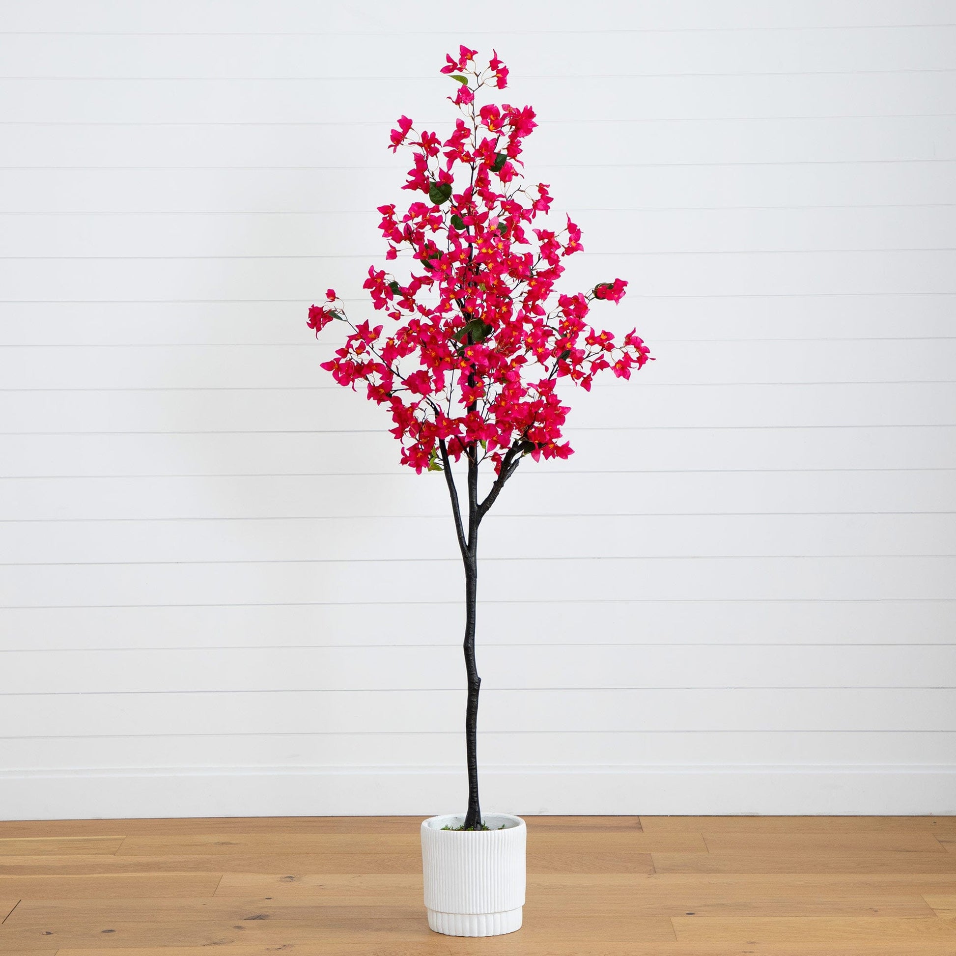 6’ Artificial Bougainvillea Tree with White Decorative Planter - Tampa Home & Garden Store