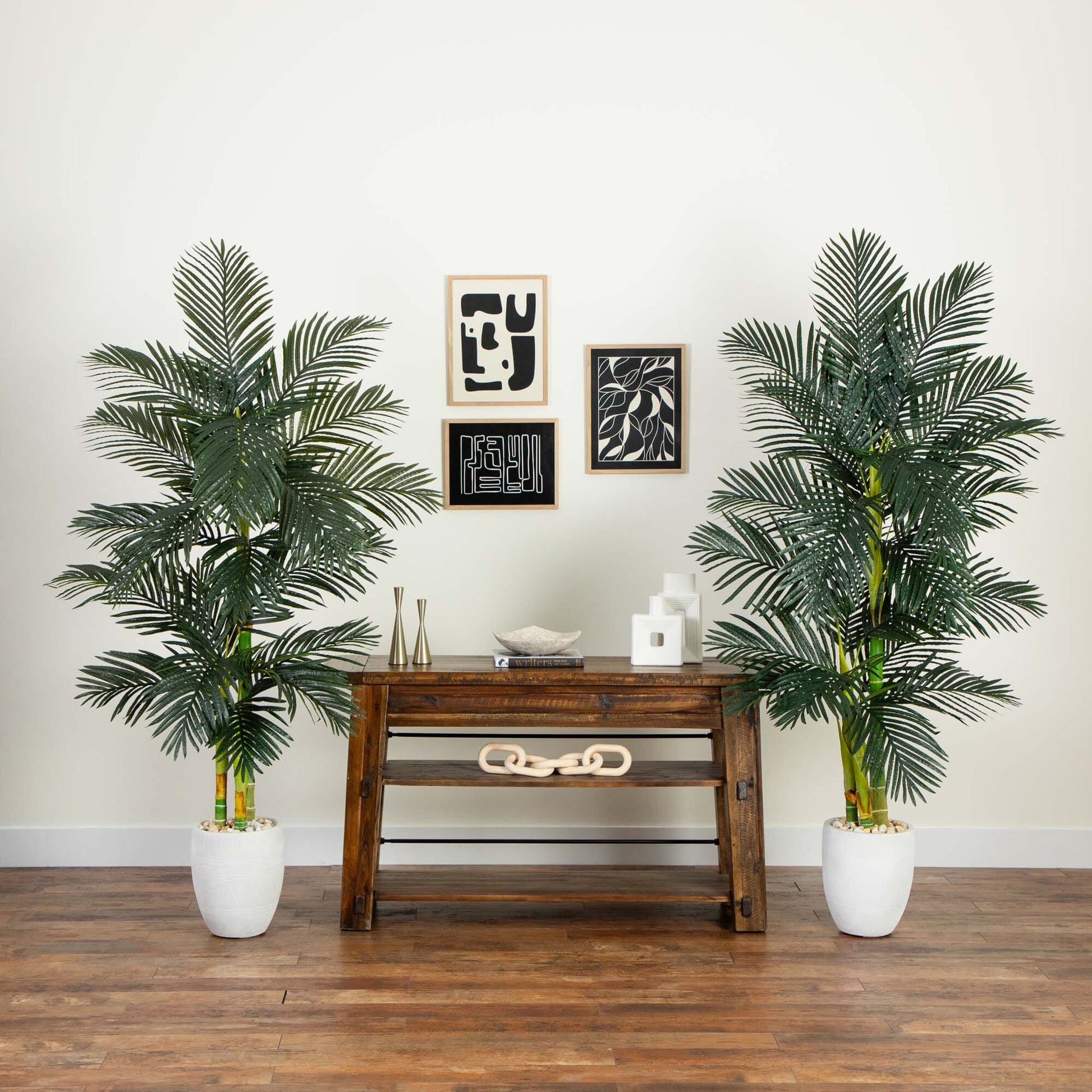 6’ Artificial Triple Stalk Golden Cane Palm Tree- Set of 2 - Tampa Home & Garden Store