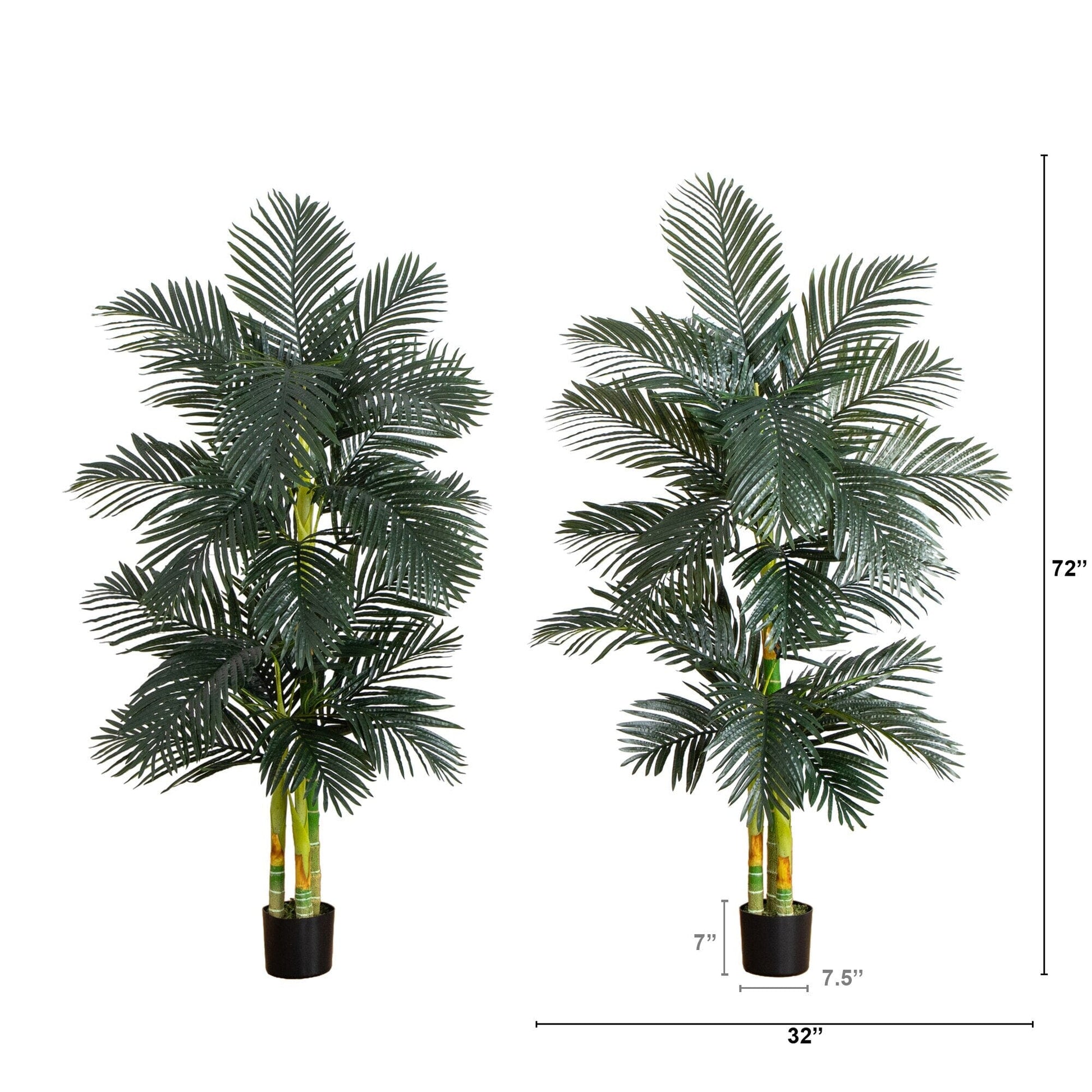 6’ Artificial Triple Stalk Golden Cane Palm Tree- Set of 2 - Tampa Home & Garden Store