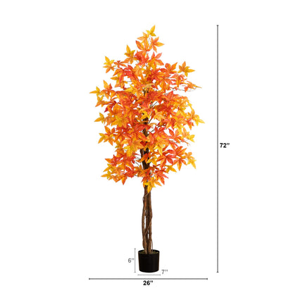 6’ Autumn Deluxe Maple Artificial Fall Tree - Tampa Home & Garden Store