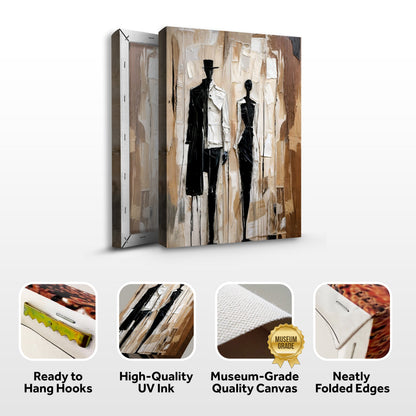 Modern Abstract Couple Wall Art canvas with black and white silhouettes on beige background on Tampa Home & Garden Store
