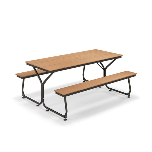 6 Feet Outdoor Picnic Table Bench Set for 6-8 People-Brown - Tampa Home & Garden Store