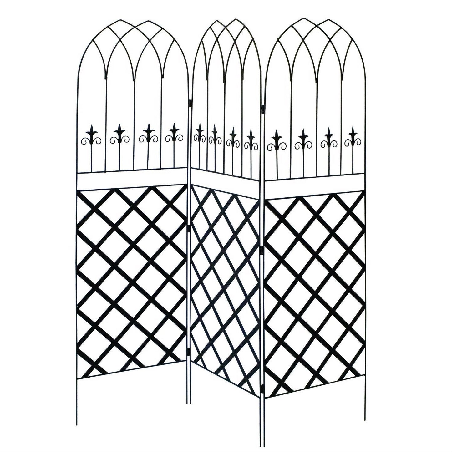 6-Ft High 3-Panel Black Metal Lattice Screen Garden Trellis - Tampa Home & Garden Store