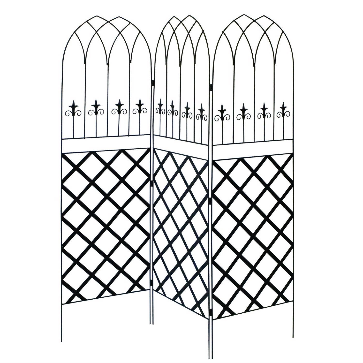 6-Ft High 3-Panel Black Metal Lattice Screen Garden Trellis - Tampa Home & Garden Store