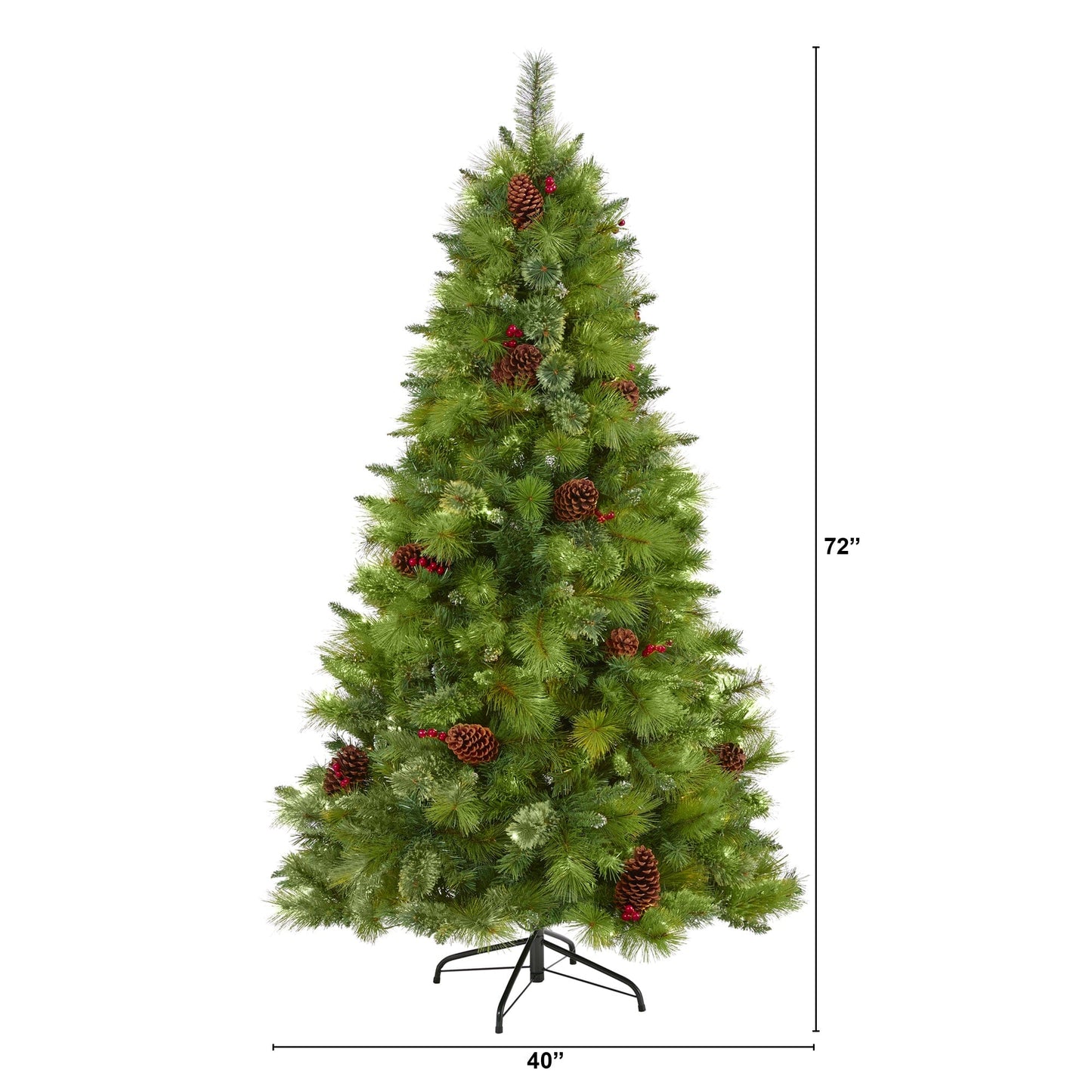 6’ Montana Mixed Pine Artificial Christmas Tree with Pine Cones, Berries and 814 Bendable Branches - Tampa Home & Garden Store