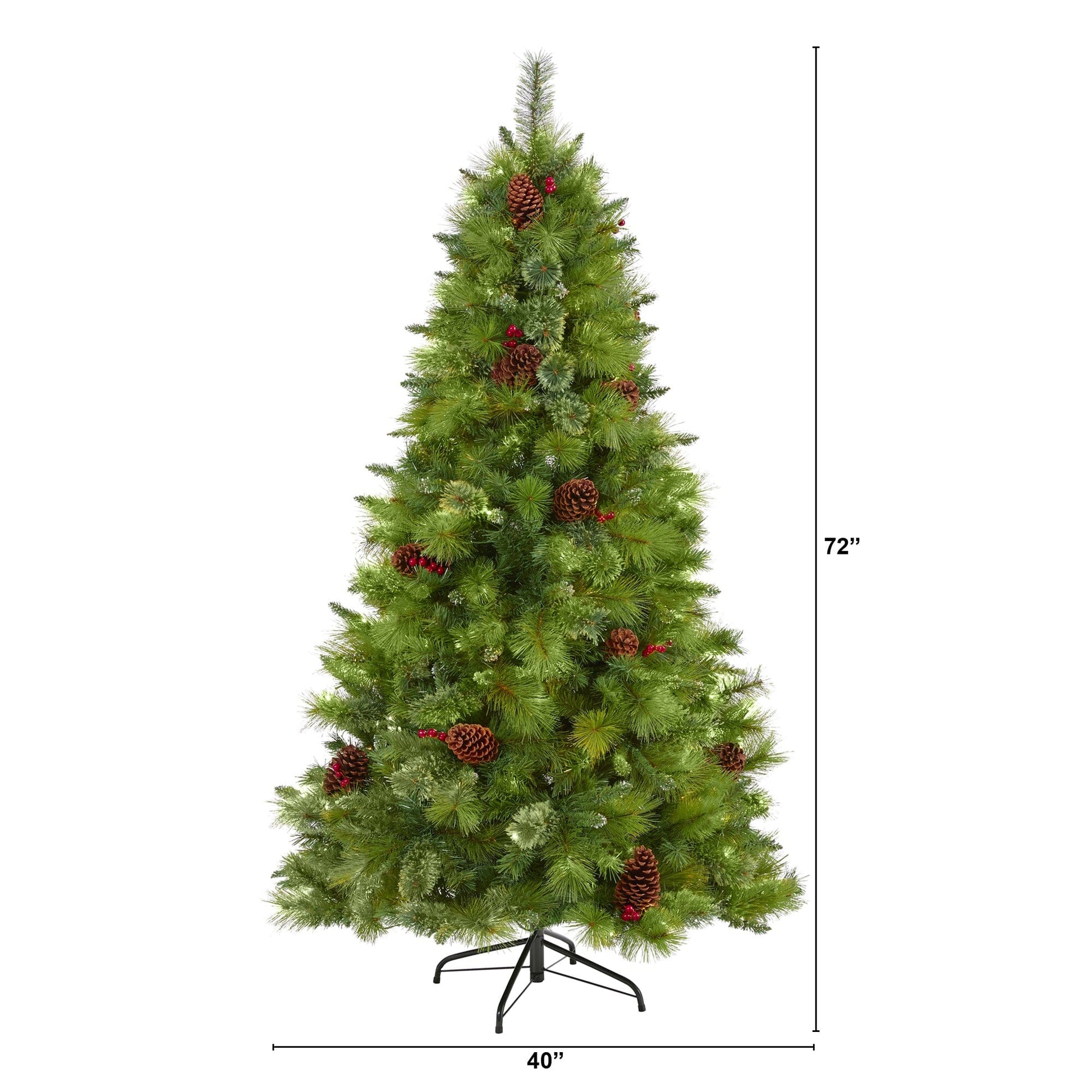 6’ Montana Mixed Pine Artificial Christmas Tree with Pine Cones, Berries and 814 Bendable Branches - Tampa Home & Garden Store