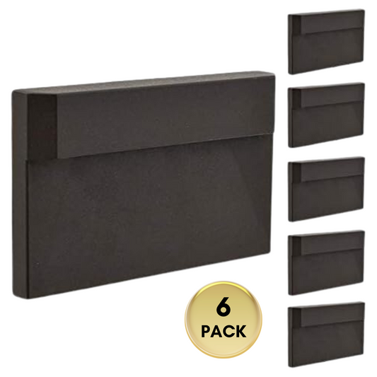 STLA08 - Lámpara de escalera LED rectangular de bronce, impermeable, de montaje en superficie horizontal, de 3 W y 3000 K, paquete de 6 unidades