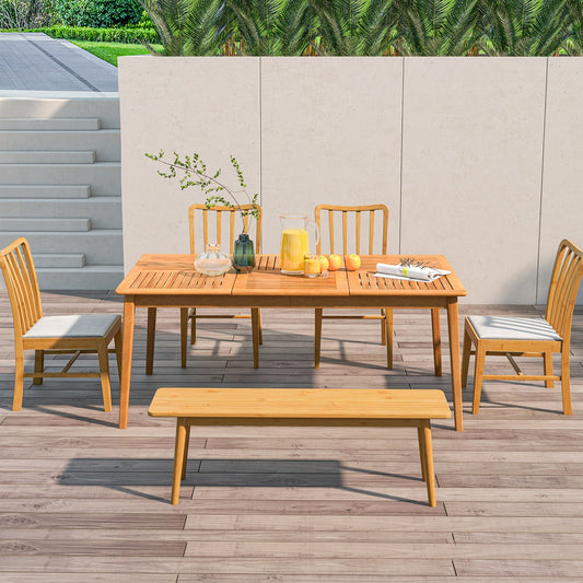 6-Person Outdoor Acacia Wood Rectangular Bistro Dining Table - Tampa Home & Garden Store