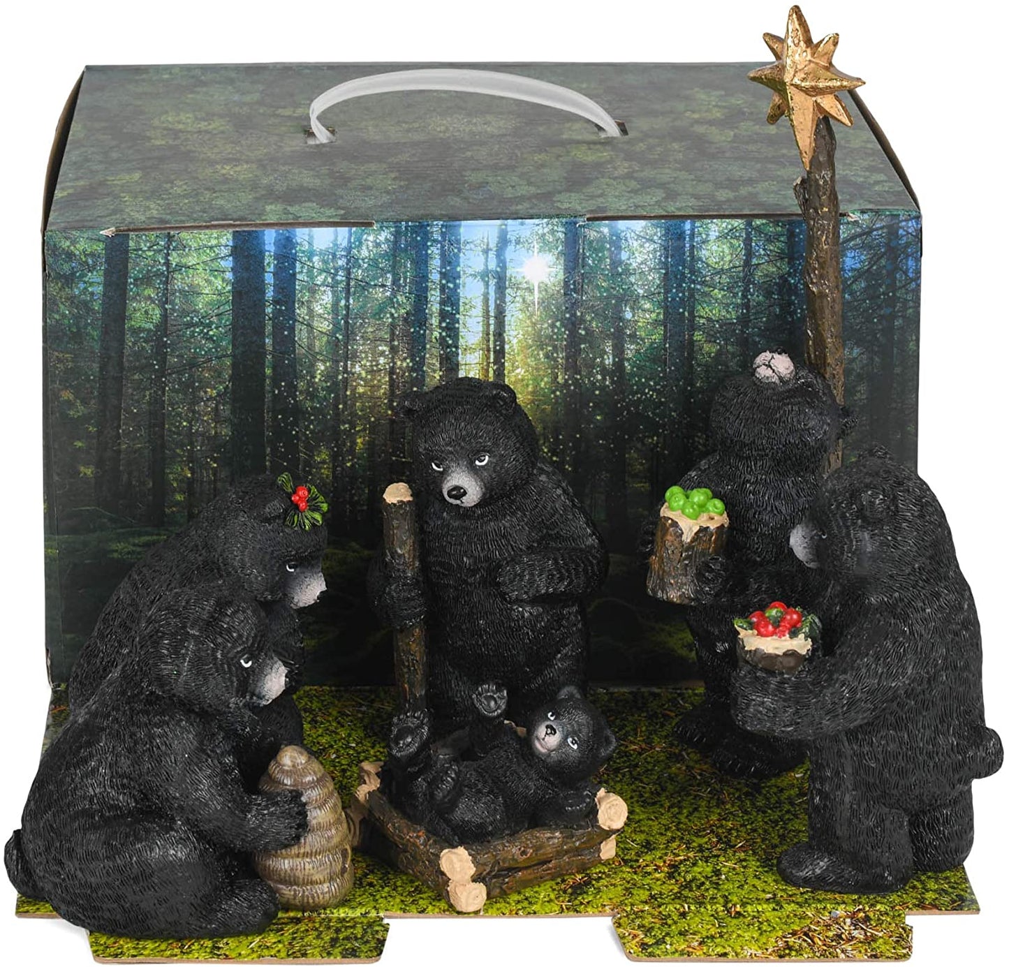 6 Piece 9.5 Inch Black Bear Nativity Set - Tampa Home & Garden Store