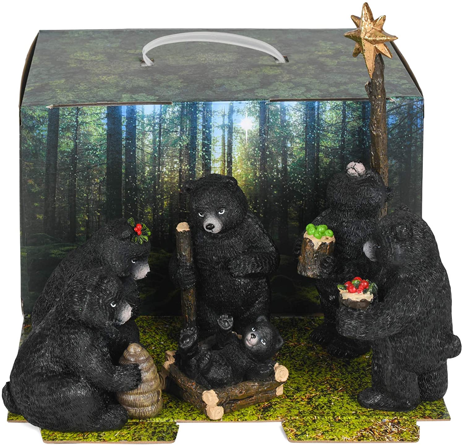 6 Piece 9.5 Inch Black Bear Nativity Set - Tampa Home & Garden Store