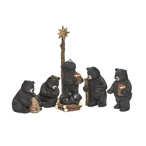 6 Piece 9.5 Inch Black Bear Nativity Set - Tampa Home & Garden Store