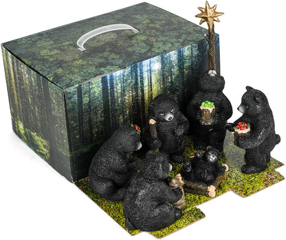 6 Piece 9.5 Inch Black Bear Nativity Set - Tampa Home & Garden Store
