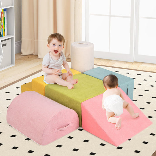 6-Piece Baby Climbing Blocks with 30D High-Density Foam and Carrying Handles - Tampa Home & Garden Store