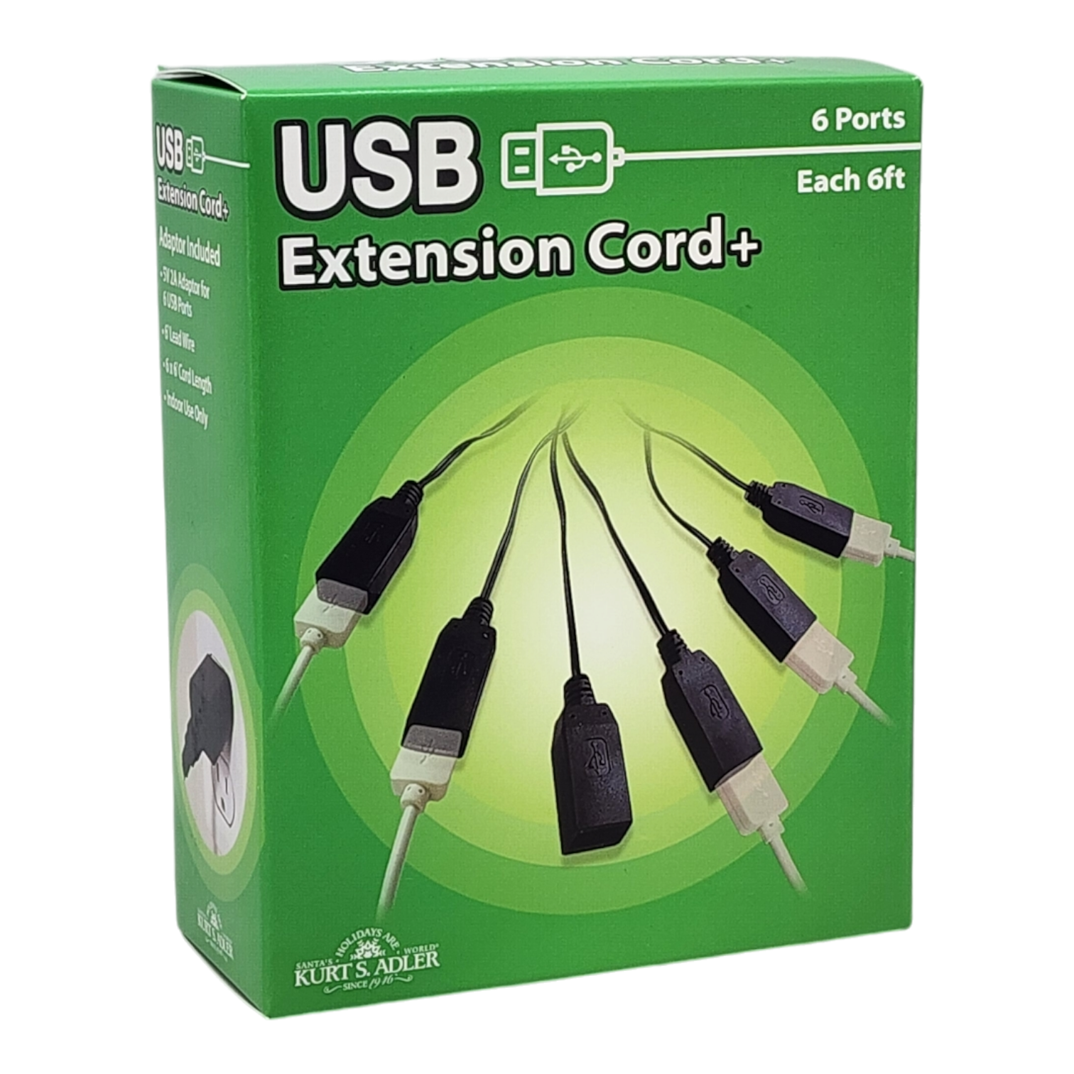 6 Port USB Extension Cord with 2 Amp Power Plug - Black - Tampa Home & Garden Store