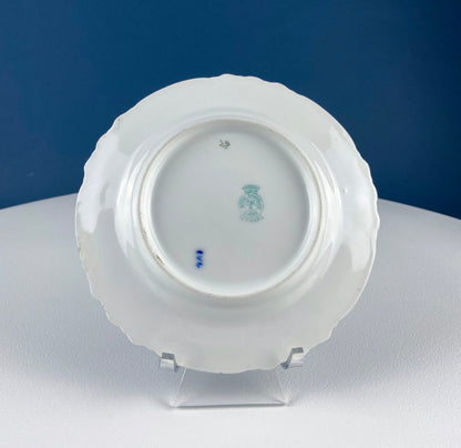 6" Salad or Dessert Plates. Set of Four Antique Royal Bavarian, Hand Painted Cobalt Blue With Women Holding Flowers. Collectible Porcelain. - Tampa Home & Garden Store