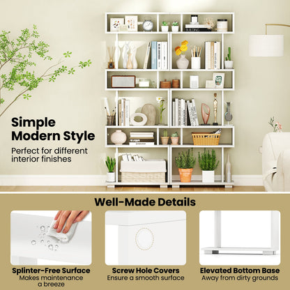 6-Tier Bookcase with Anti-Tipping Kit-White