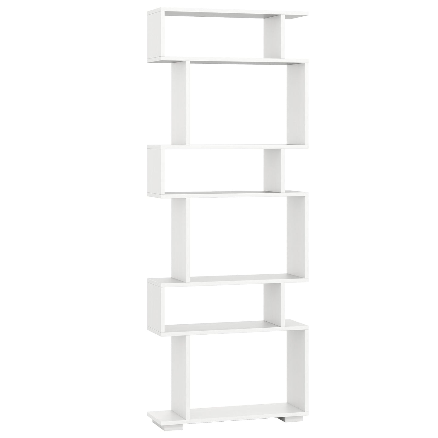 6-Tier Geometric Bookshelf with 2 Anti-Tipping Kits for Home Office-Brown