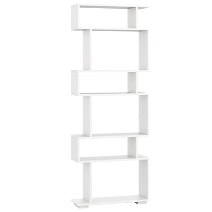 6-Tier Geometric Bookshelf with 2 Anti-Tipping Kits for Home Office-Brown