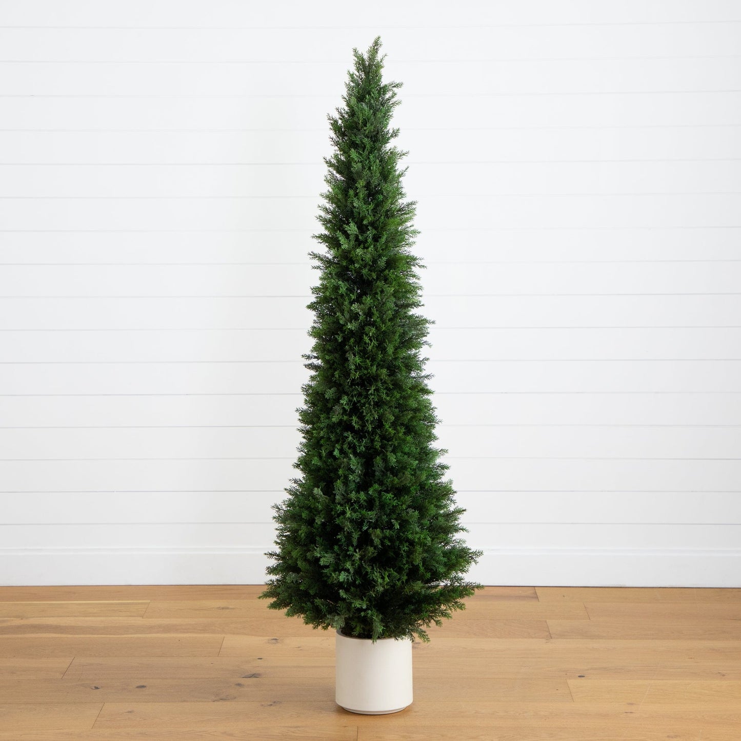 6’ UV Resistant Artificial Cedar Tree in Decorative White Planter (Indoor/Outdoor) - Tampa Home & Garden Store