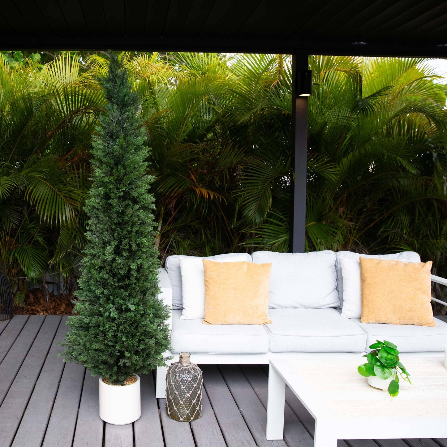 6’ UV Resistant Artificial Cedar Tree in Decorative White Planter (Indoor/Outdoor) - Tampa Home & Garden Store