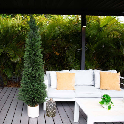 6’ UV Resistant Artificial Cedar Tree in Decorative White Planter (Indoor/Outdoor) - Tampa Home & Garden Store