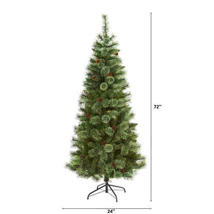 6’ White Mountain Pine Artificial Christmas Tree with 477 Bendable Branches - Tampa Home & Garden Store