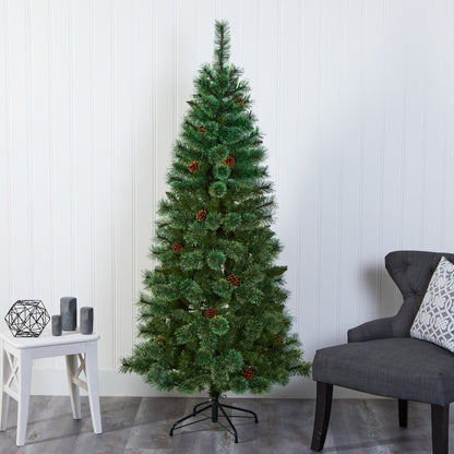 6’ White Mountain Pine Artificial Christmas Tree with 477 Bendable Branches - Tampa Home & Garden Store