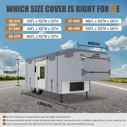 5th wheel RV cover by Dikasun Outdoor, 7-layer, UV protection, waterproof and breathable on Tampa Home & Garden Store
