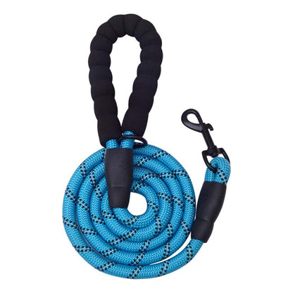Vibhsa padded rope dog leash, 6 ft blue with black padded handle and metal clip on Tampa Home & Garden Store