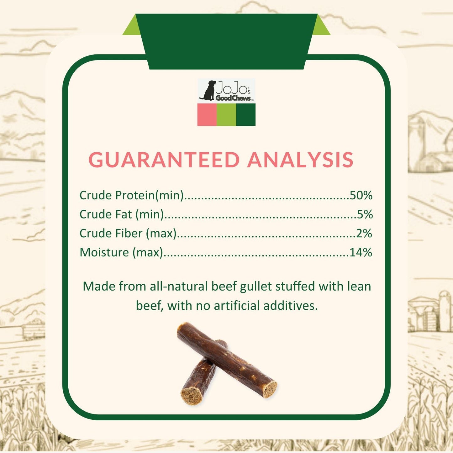 Friandises pour chiens à la goulotte farcie au bœuf 100% naturel – Morceaux à mâcher riches en protéines – 15 cm (25/boîte)