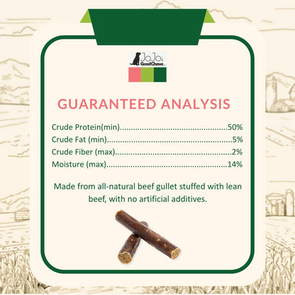 Friandises pour chiens à la goulotte farcie au bœuf 100% naturel – Morceaux à mâcher riches en protéines – 15 cm (25/boîte)