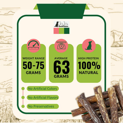 Friandises pour chiens à la goulotte farcie au bœuf 100% naturel – Morceaux à mâcher riches en protéines – 15 cm (25/boîte)