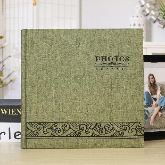 Stevvex 6-inch photo album with green linen cover, 200 pages, classic scrapbook design on Tampa Home & Garden Store