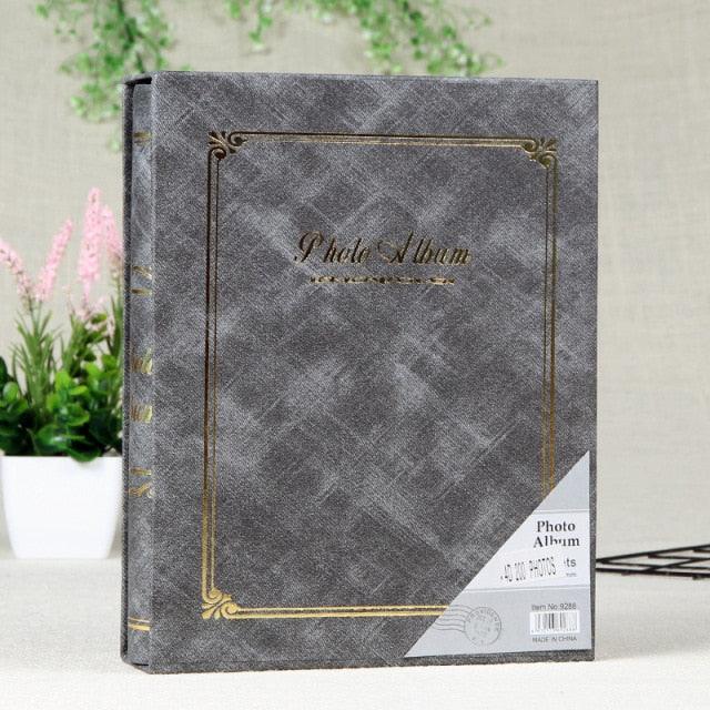Stevvex 6 Inch Photo Album Holder boxed set in dark gray with gold frame details on Tampa Home & Garden Store